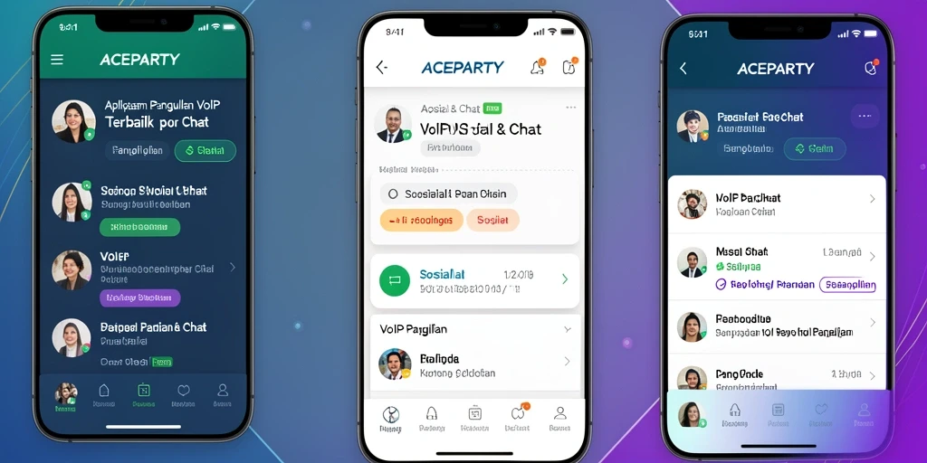 Antarmuka aplikasi ACEPARTY untuk panggilan VoIP yang menarik.
