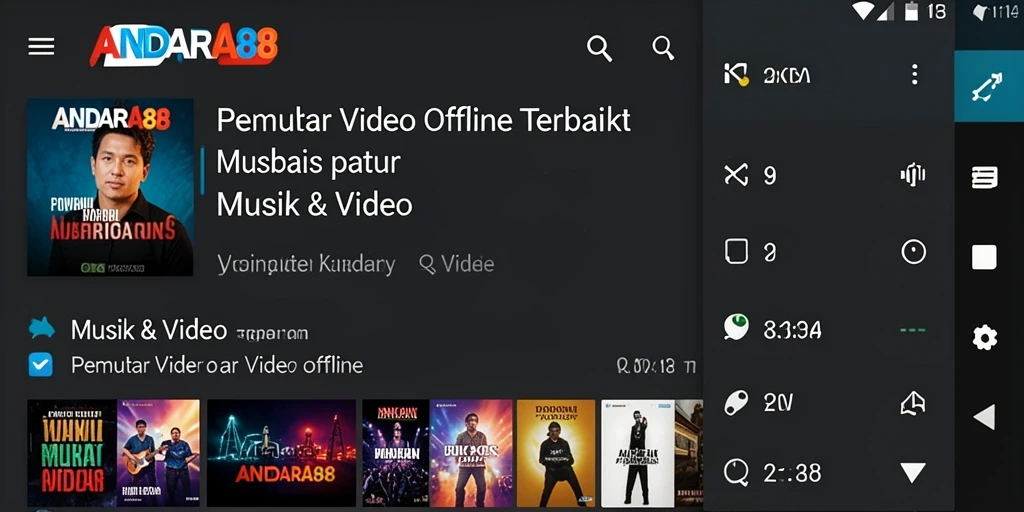 Antarmuka ANDARA88 yang sederhana dan fungsional untuk pemutar video offline.