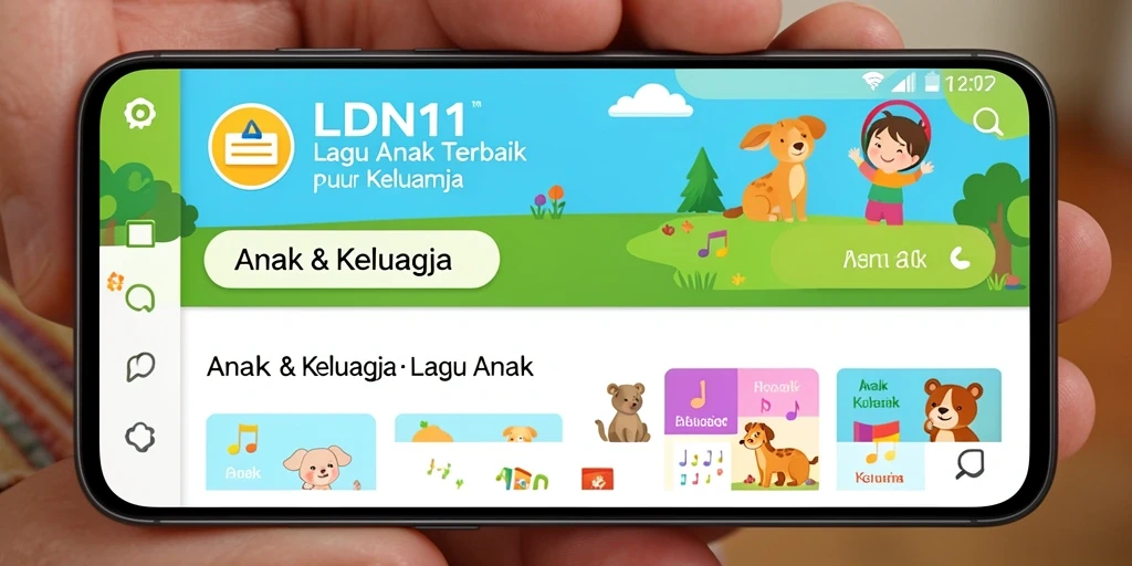 Antarmuka LDN11 dengan koleksi lagu anak yang menarik.