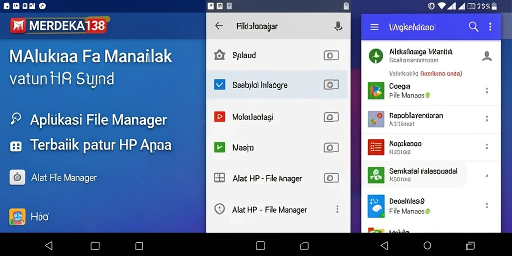 Antarmuka aplikasi MERDEKA138 yang memudahkan pengelolaan file di HP.