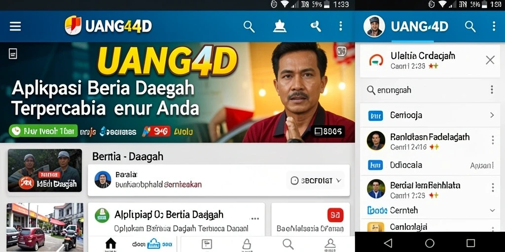 Tampilan antarmuka aplikasi Berita Daerah UANG4D